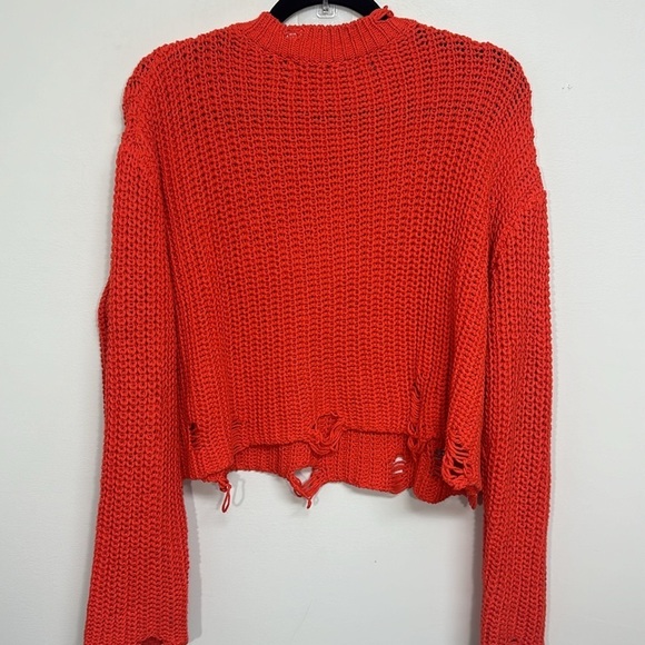 Zara Orange Distressed Sweater Small - Picture 6 of 8